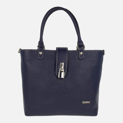 Leather bags with handles and shoulder strap