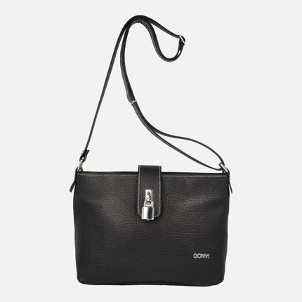 Leather crossbody bags with padlock decoration