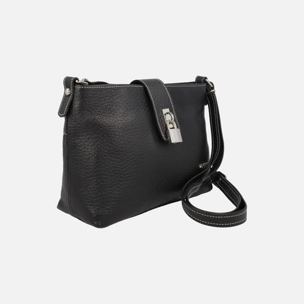 Leather crossbody bags with padlock decoration