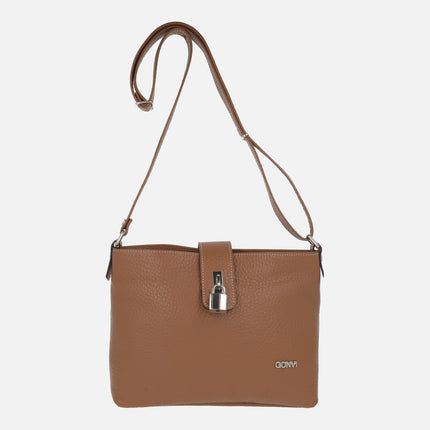 Leather crossbody bags with padlock decoration