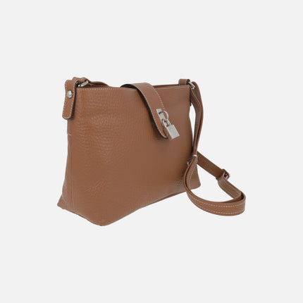 Leather crossbody bags with padlock decoration