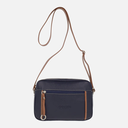 Leather shoulder bags with front and back pocket