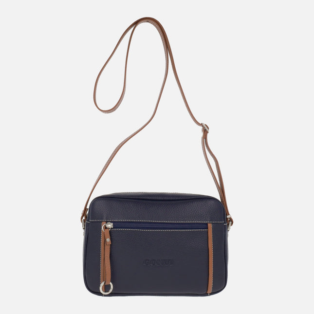 Bolsos bandolera de piel con bolsillo delantero y trasero