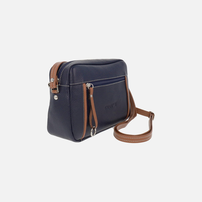 Bolsos bandolera de piel con bolsillo delantero y trasero