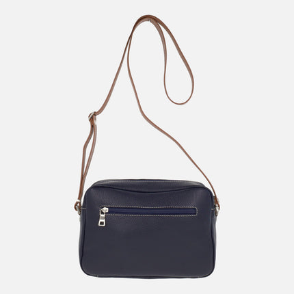 Leather shoulder bags with front and back pocket