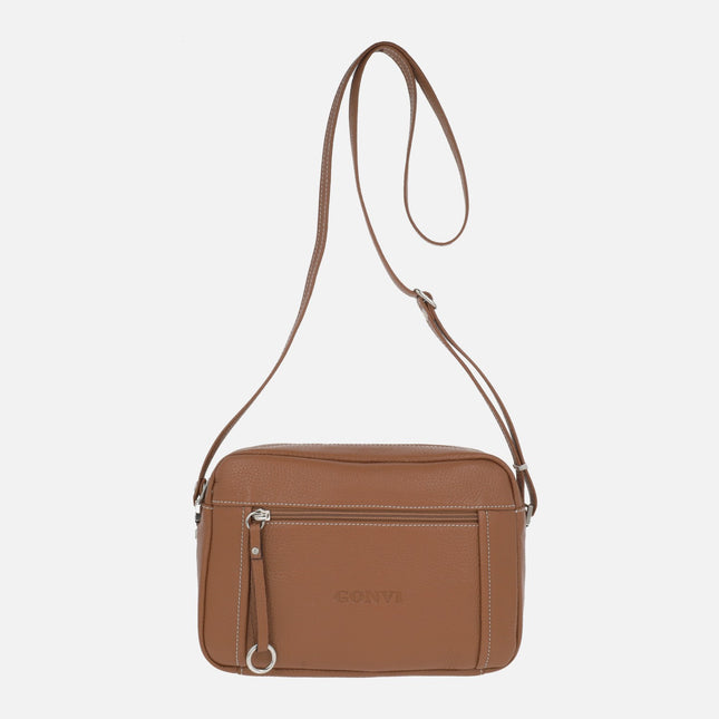 Bolsos bandolera de piel con bolsillo delantero y trasero
