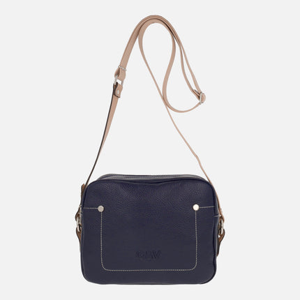 Gonvi leather shoulder bags with double compartment