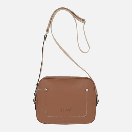 Gonvi leather shoulder bags with double compartment