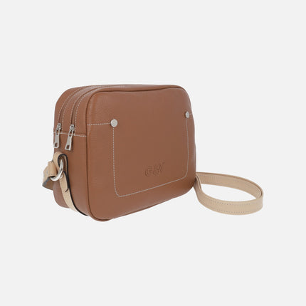 Gonvi leather shoulder bags with double compartment