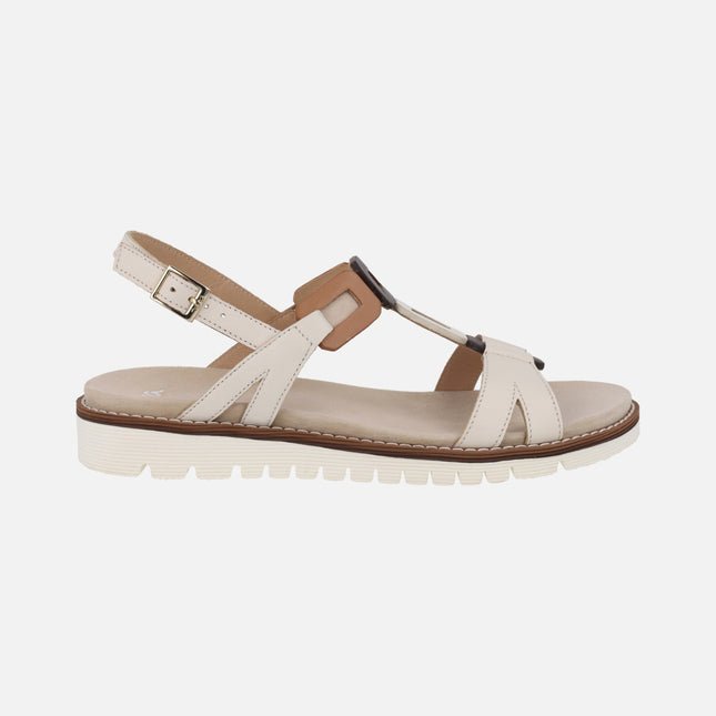 Sandalias confort para mujer en combinado beige