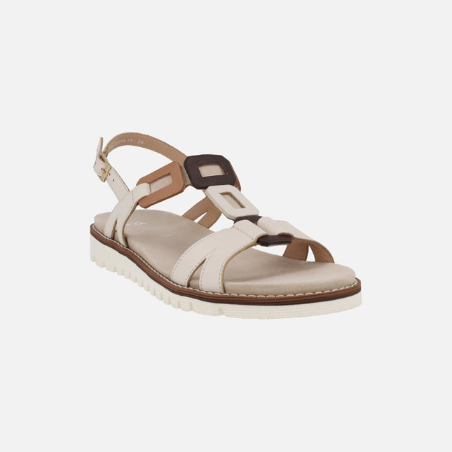 Sandalias confort para mujer en combinado beige