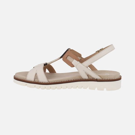 Sandalias confort para mujer en combinado beige