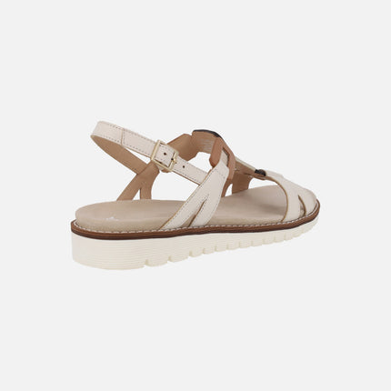 Sandalias confort para mujer en combinado beige