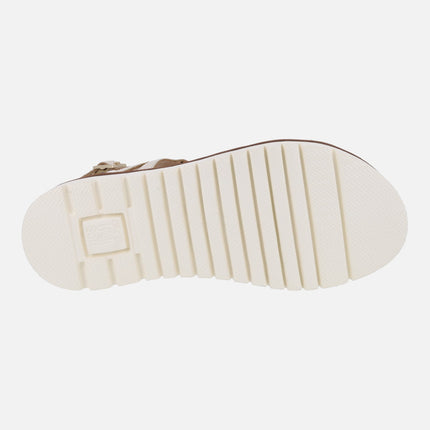 Sandalias confort para mujer en combinado beige