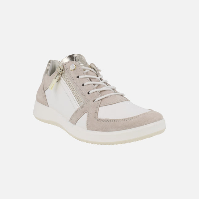 Zapatos deportivos combinados con cordones elásticos y cremallera