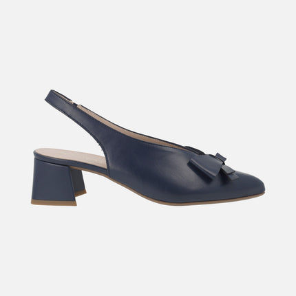 Navy Blue Slingback Pumps with Bow