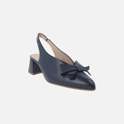Navy Blue Slingback Pumps with Bow