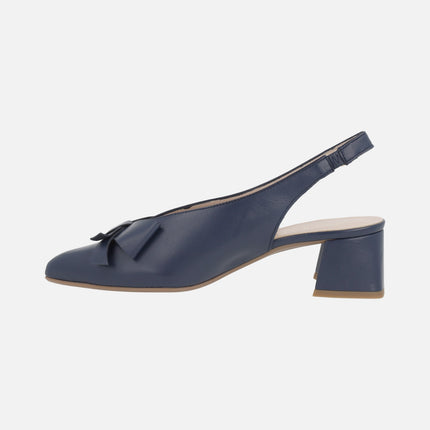 Navy Blue Slingback Pumps with Bow