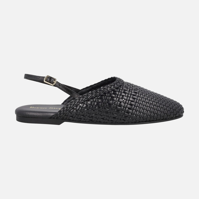 Flat braided clogs with heel strap