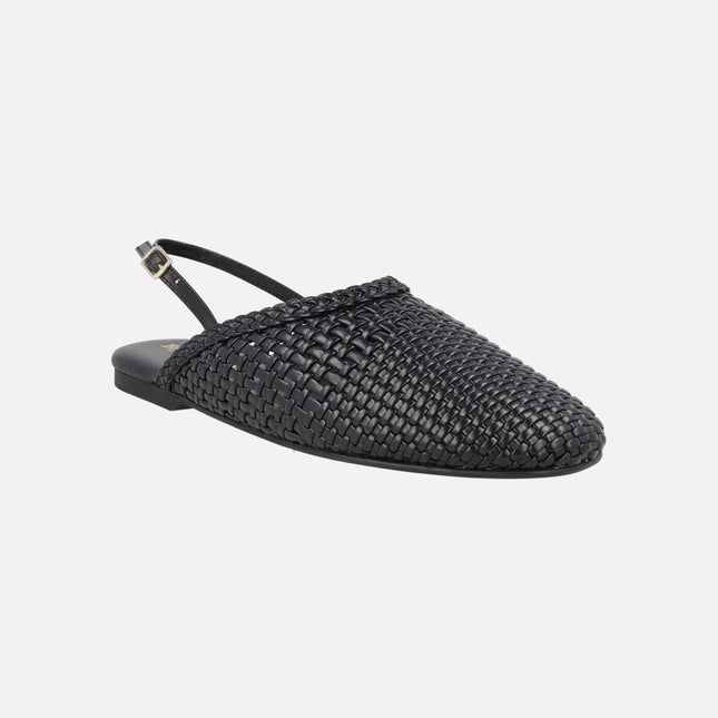 Flat braided clogs with heel strap
