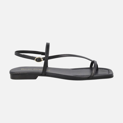 Sandalias planas de piel con tiras finas Siena