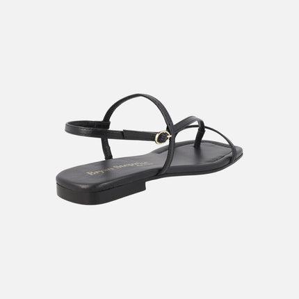 Sandalias planas de piel con tiras finas Siena