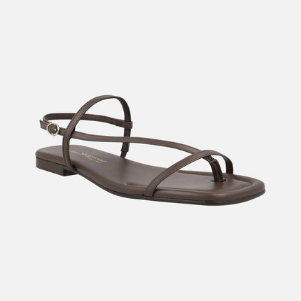 Sandalias planas de piel con tiras finas Siena