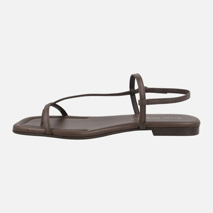 Sandalias planas de piel con tiras finas Siena