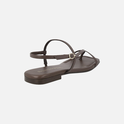 Sandalias planas de piel con tiras finas Siena