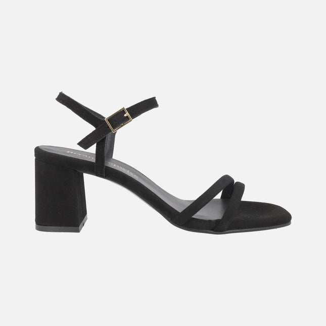 Sandalias de tacón Habana en ante negro