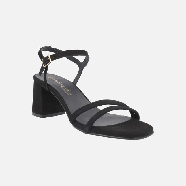 Sandalias de tacón Habana en ante negro