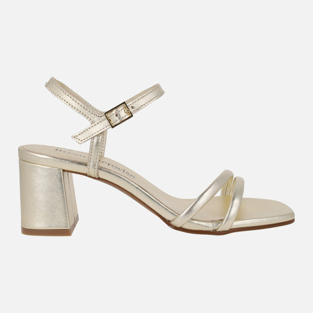 Sandalias de tacón Habana en metalizado oro