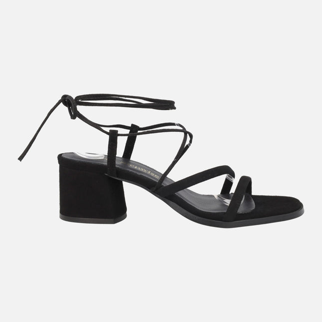 Sandalias de tacón Grecia con cintas para atar