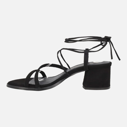 Sandalias de tacón Grecia con cintas para atar