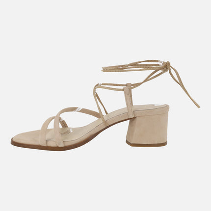 Sandalias de tacón Grecia con cintas para atar