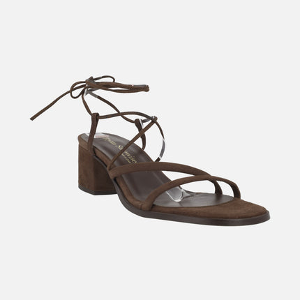 Sandalias de tacón Grecia con cintas para atar