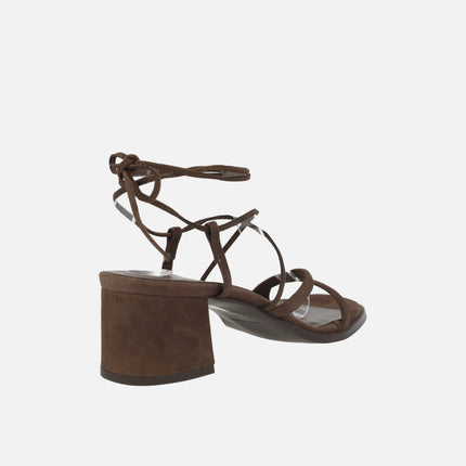 Sandalias de tacón Grecia con cintas para atar