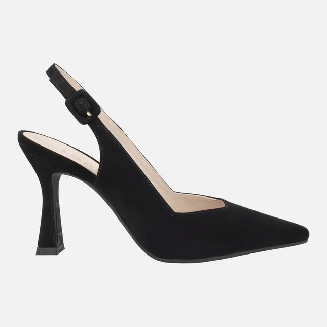 Modern high-heeled slingback pumps