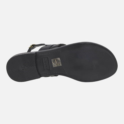 Sandalias negras de piel con tachas y adornos metálicos