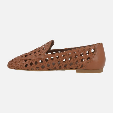 Flat loafers in braided leather BAIX_CRF