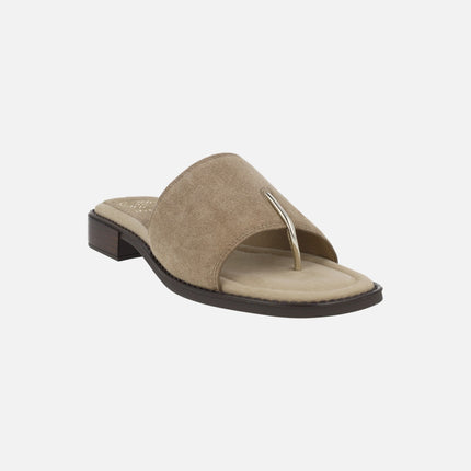Sandalias Handy en serraje taupe con pieza para dedo