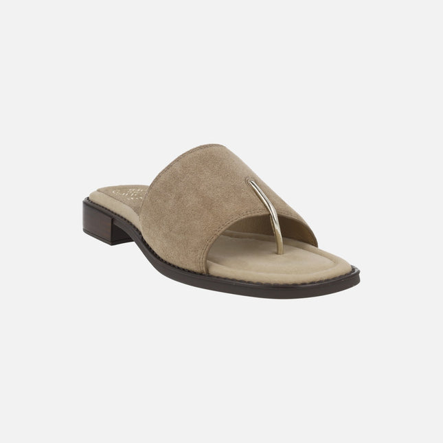 Sandalias Handy en serraje taupe con pieza para dedo