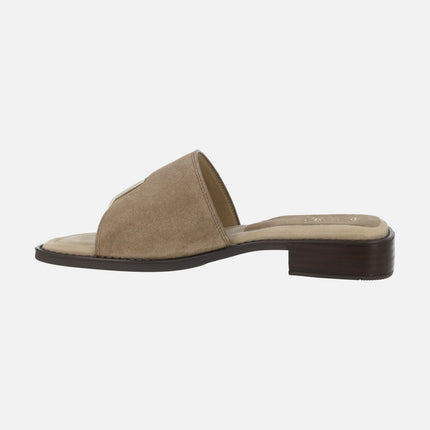 Sandalias Handy en serraje taupe con pieza para dedo