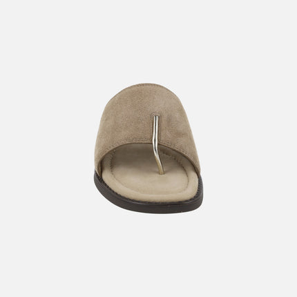 Sandalias Handy en serraje taupe con pieza para dedo
