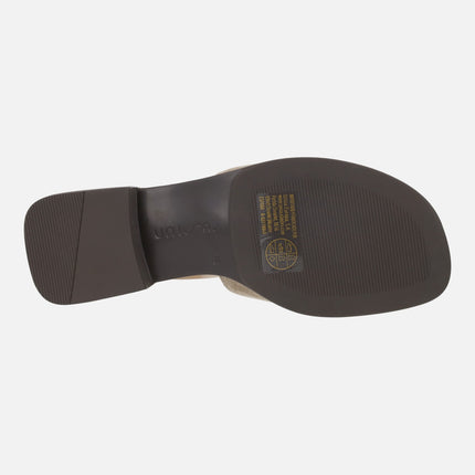 Sandalias Handy en serraje taupe con pieza para dedo