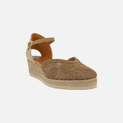 Ceuta espadrilles with flower embroidered upper and ankle bracelet