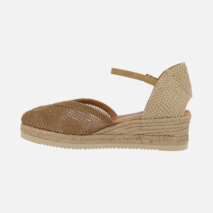 Ceuta espadrilles with flower embroidered upper and ankle bracelet
