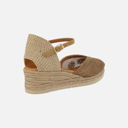 Ceuta espadrilles with flower embroidered upper and ankle bracelet