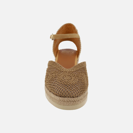 Ceuta espadrilles with flower embroidered upper and ankle bracelet