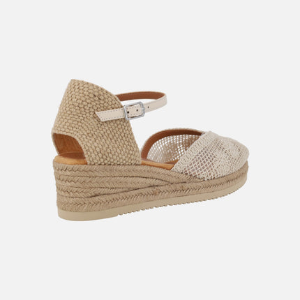 Ceuta espadrilles with flower embroidered upper and ankle bracelet